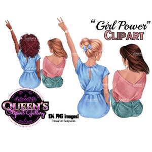 Best friends clipart, Soul sisters clipart, Besties clipart, Friends clipart, Bff clipart, Afro girls clipart, Friendship clipart Denim girl