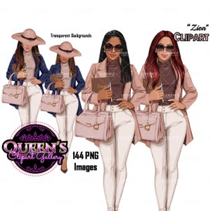 Planner girl clipart, Afro girl clipart, Lady boss clipart, Girl boss clipart, Fashion girl, African American woman, Business woman clipart