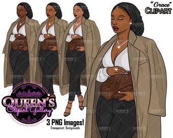 African American woman, Afro girl clipart, Black woman clipart, Black girl magic, Fashion girl clipart, Girl boss clipart, Winter clipart