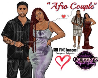 Afro Couple Clipart Bundle: 180 PNG Images (Digital Download)