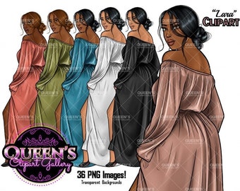 Afro Woman Clipart: Fashion Illustration, Black Girl Magic (Digital Download)
