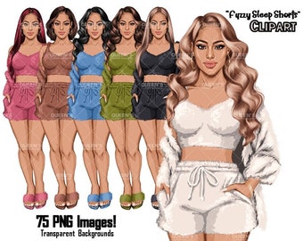 Pajama girl clipart, Woman in Sleepwear, Pajama Illustration, Cozy clipart, Bedtime clipart, Pajama Fashion, Pajama Party, Fashion girl