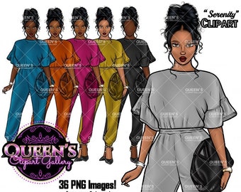 Afro girl clipart, African American woman, Black woman clipart, Black girl magic, Fashion girl clipart, Girl boss, Curvy girl, Black Queen