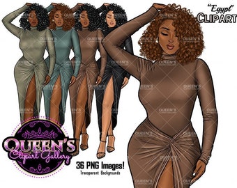 Afro Girl Clipart: Fashion Illustration, Black Girl Magic (Digital Download)