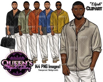 African American Man Clipart: Casual Style (Digital Download)