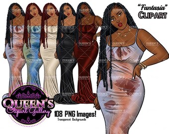 Afro Girl Clipart: Black Woman Fashion Illustration (Digital Download)