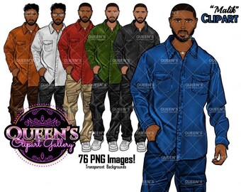 Handsome Man Clipart: Casual Style, 76 PNG Images (Digital Download)