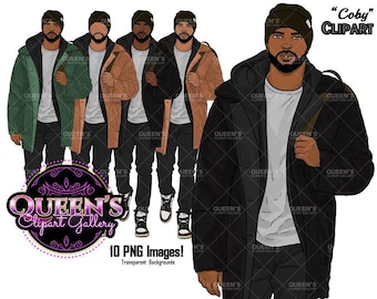 Afro male clipart, Man clipart, Boyfriend clipart, Casual man clipart, Boy clipart, Male clipart, African American man, Hunk, Cute guy