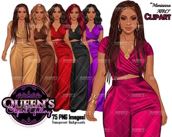 Afro Woman Clipart: Fashion Illustration, Black Girl Magic (Digital Download)