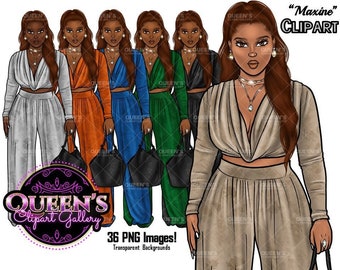 Afro girl clipart, African American woman, Black woman clipart, Black girl magic, Fashion girl clipart, Girl boss, Curvy girl, Black Queen