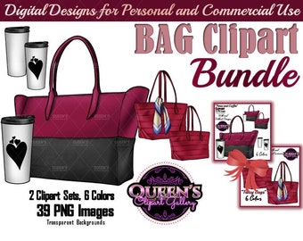Purse and Coffee Cup Clipart, Fashion Clipart, Designer Bag, Fashion Bag Clipart, Purse Clipart, Fashion illustration, Planner Girl Clipart