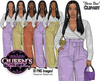 Afro girl clipart, Fashion girl clipart, Black woman clipart, Black girl magic, Fashion girl clipart, Girl boss clipart, Black girl, Curvy