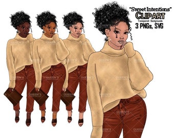 Afro girl clipart, Fashion clipart, Black woman clipart, Black girl magic, Fashion girl clipart, Girl boss clipart, Black girl png, Curvy