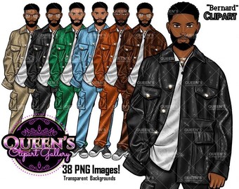 Man Clipart: African American Male, Casual Style (PNG Images)