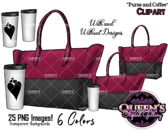 Purse and Coffee Clipart | Fashion Clipart | Designer Bag | Fashion Bag Clipart | Purse Clipart | Fashion illustration | Fashion Design