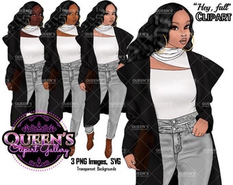 Afro girl clipart, Fashion clipart, Black woman clipart, Black girl magic, Fashion girl clipart, Girl boss clipart, Black girl png, Curvy