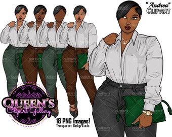Afro girl clipart, Curvy girl clipart, Black woman clipart, Black girl magic, Fashion girl clipart, Girl boss clipart, Black girl png, Curvy