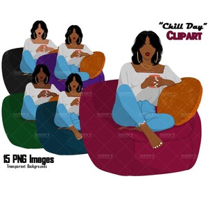 Afro woman sitting on sofa, Afro girl clipart,  Black woman, Black girl magic, Fashion girl clipart, Relax at home, Coffee girl Flat Clipart