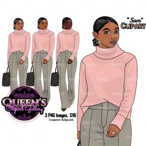 African American Woman Clipart, Lady Boss Clipart, Teacher Clipart, Black Girl Magic, Fashion Girl Clipart, Fashion Illustration Clipart