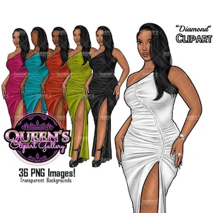 Afro girl clipart, Fashion clipart, Black woman clipart, Black girl magic, Fashion girl clipart, Woman in Dress, Curvy girl, Black Queen