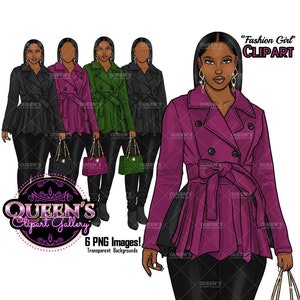 Afro Girl Clipart, Schwarzes Mädchen Clipart, Mode Illustration Clipart, Schwarze Frau Clipart, Schwarze Frau Magie, Fashion Girl Clipart, Girl Boss
