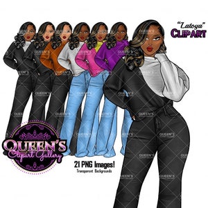 Afro Girl Clipart, Afro Woman Clipart, Fashion Girl Clipart, Fashion Illustration Clipart, Black Girl Magic, Girl Boss, African American
