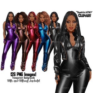 Afro woman in leather bodysuit, Girl boss, Lady boss, Black girl magic, Fashion girl clipart, Fashion illustration, Curvy girl clipart