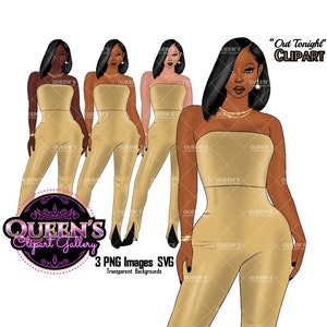 Curvy Woman Clipart, Fashion Girl Clipart, Afro Woman clipart, Black girl magic, Girl boss clipart, African American woman, Party girl