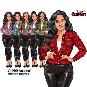 Femme en pantalon en cuir, Denim jeans girl, Fashion girl clipart, White woman clipart, Cute girl clipart, Girl boss, Fashion illustration