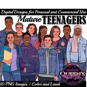 Teenagers Clipart, Teen Clipart, Mature Teens Clipart, Teenagers Clipart, Teens, Students Clipart, Back to School Clipart, High School Kids