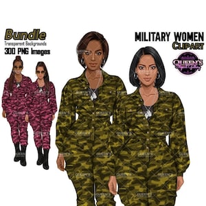 Army Clipart, Afro Military Woman Clipart, Fashion Girl Clipart, Veteran Day Clipart, Afro Female Troops, Memorial Day, Veteran, Soldier