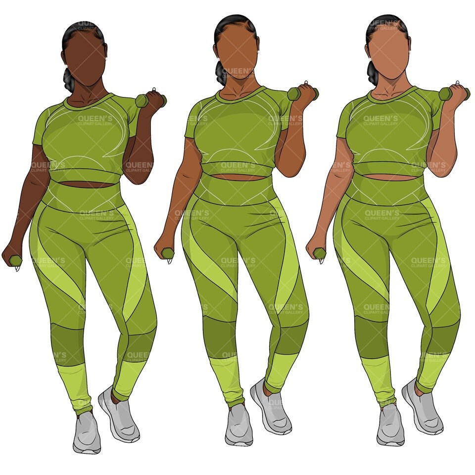 Black Girl PNG, Afro Girl Clipart, Workout, Summer Body, Black Woman ...