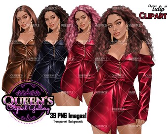 Woman in Red Dress, Fashion Girl Planner, Fashion Stickers, Fashion Girl, Fashion Illustration, Afro Girl Clipart, Black Girl Magic, Woman