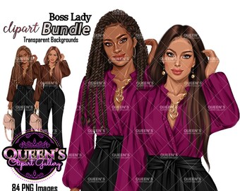 Boss Lady Clipart PNG, Business Woman Clipart Bundle, Fashion Girl Clipart, Professional Women PNG, Branding Graphics, Commercial Use