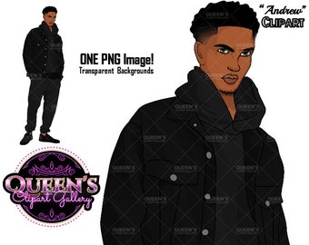Afro male clipart, Man clipart, Boyfriend clipart, Casual man clipart, Boy clipart, Male clipart, African American man, Hunk, Cute guy