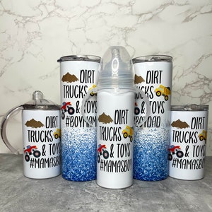 Boy Mom Tumbler, Mommy and Me Cups, Trucks Dirt and Toys Cup, Faux Glitter  Boy Mom Tumbler, Boy Family Cup Set, Boy Dad Tumbler 