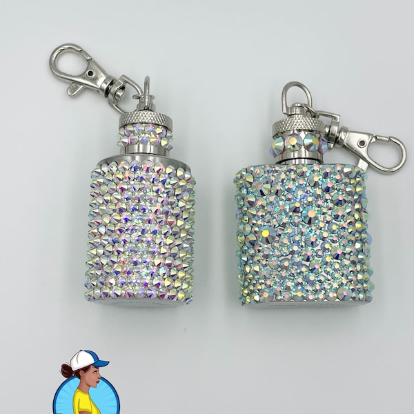 Rhinestone Mini Keychain Flask, Bling Mini Flask, Purse Flask, Girls Trip flask, Bling Keychain Flask, Bling Flask, Bridesmaid flask gift