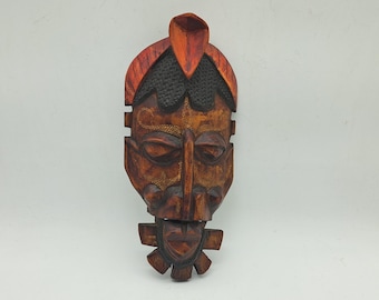 Carved Wood Kenyan African Wall Mask