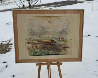 Rene Carcan Signed Aquatint Print Le Marinier