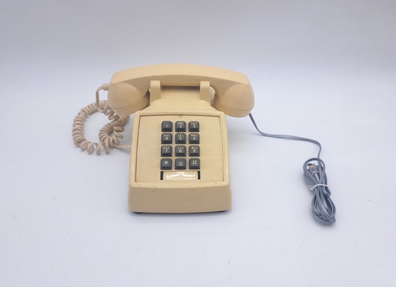 Vintage Brown Push Button Desk Phone Retro Touch Tone Telephone 