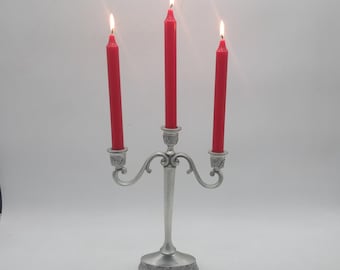 Vintage 3 Place Candelabra With Red Candlesticks