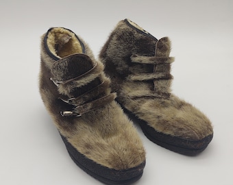 Women's Size 8 1/2 Fur Boots Made By Pichette in France