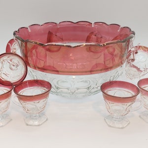 Punch Bowl & Glasses by Indiana Glass Co. Lexington