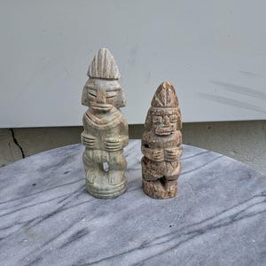 Vintage Mayan Statue Pair