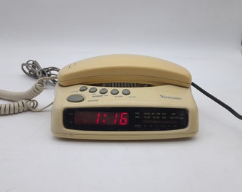 Vintage White/Beige Alarm Clock Telephone Venturer 951