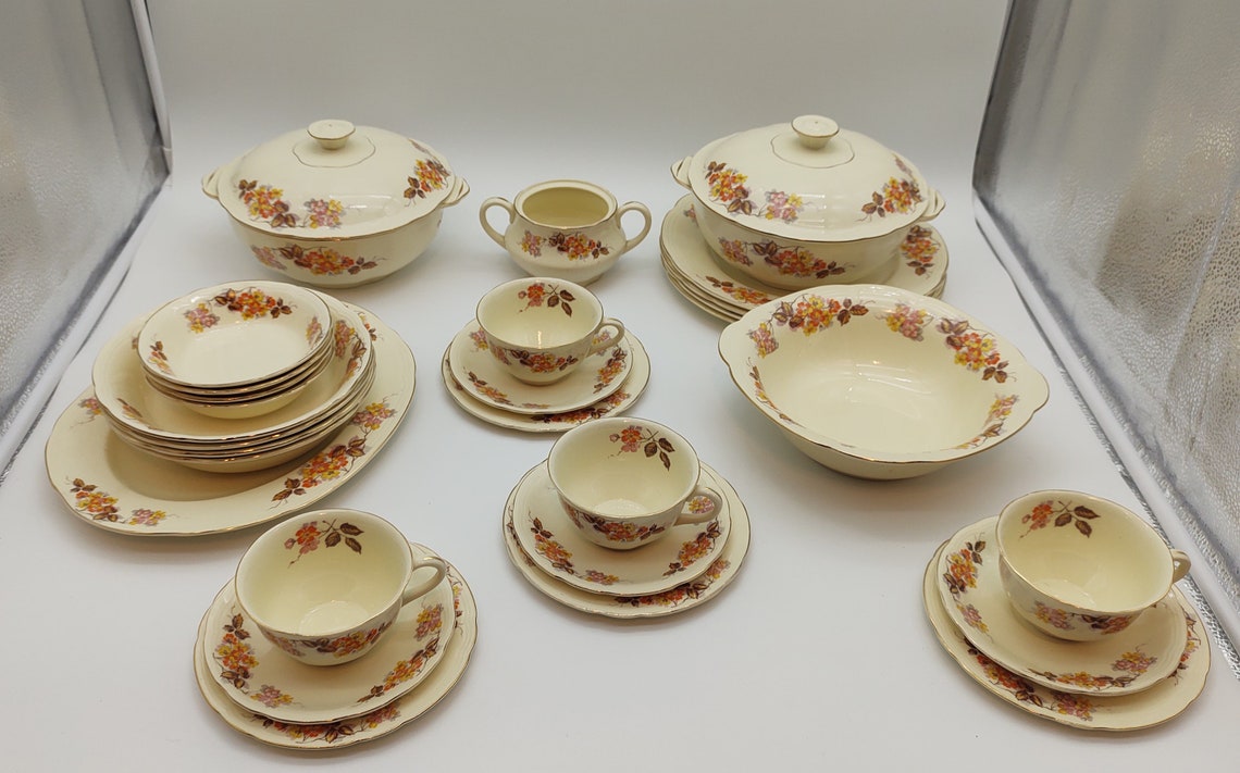 4 Place Dinner Set Alfred Meakin Royal Marigold Autumn Pattern Etsy