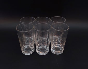 6 Etched Crystal Juice Glasses