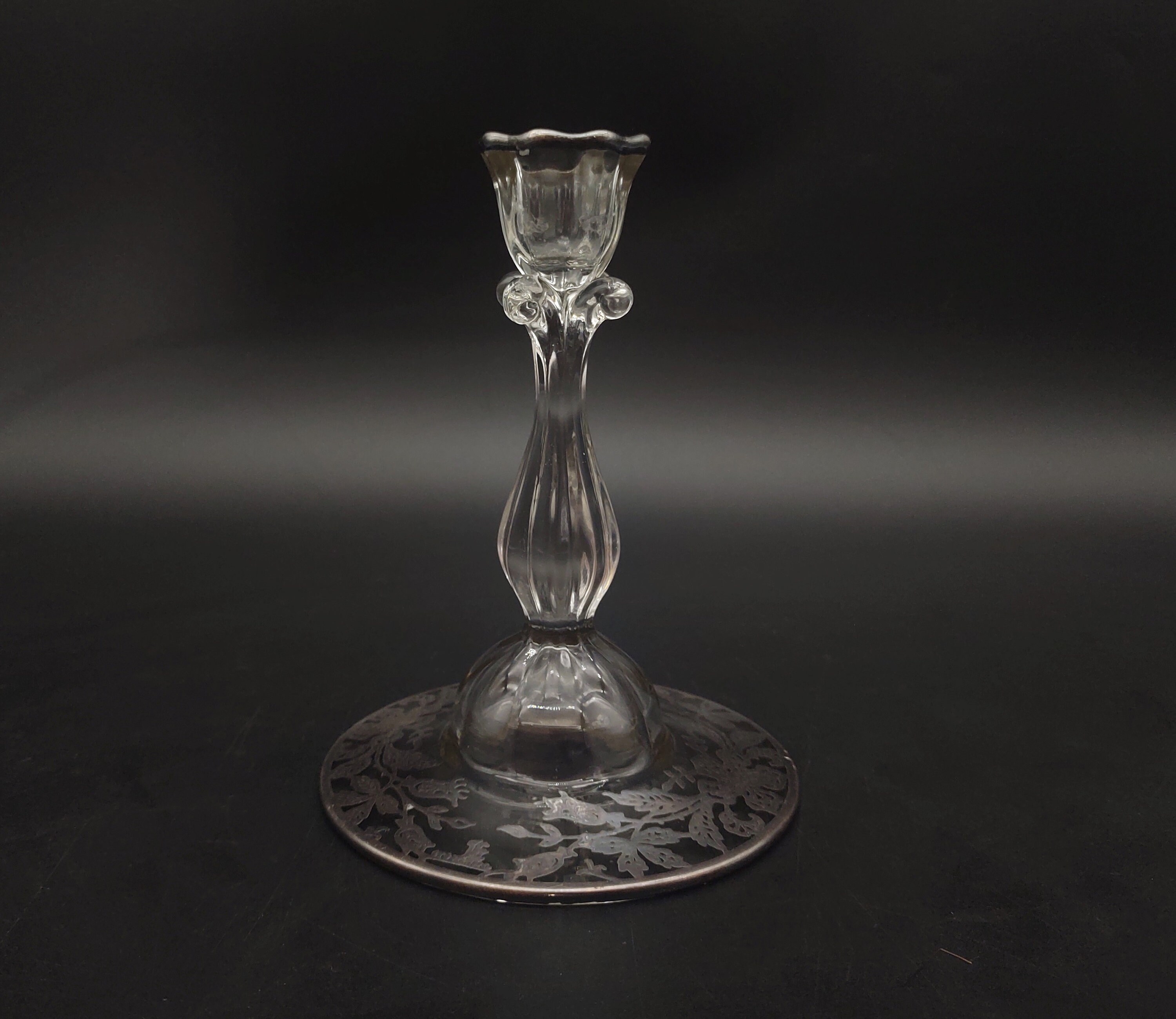 Vintage Glass Candle Holder With Metal Overlay Etsy UK