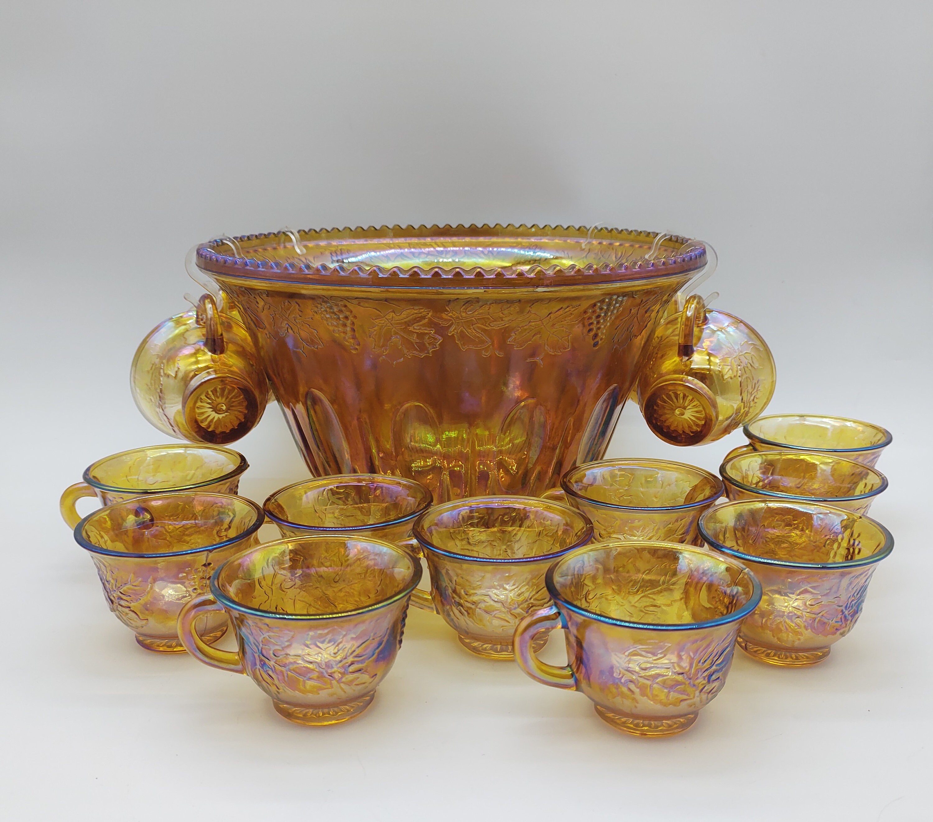 Carnival Orange Punch Bowl with 16 Cups Etsy