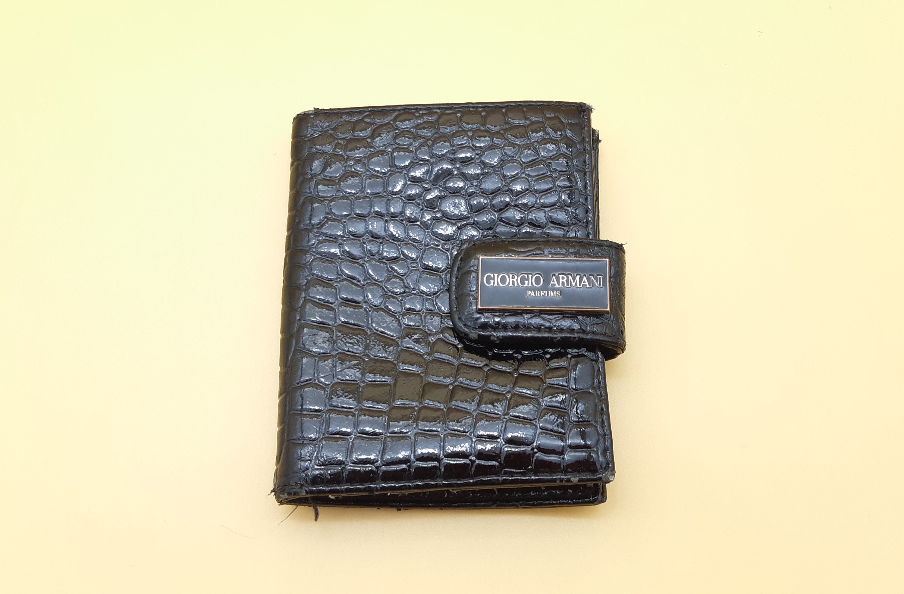 Emporio Armani Men Black Genuine Leather Wallet Card Holder Black NIB | eBay